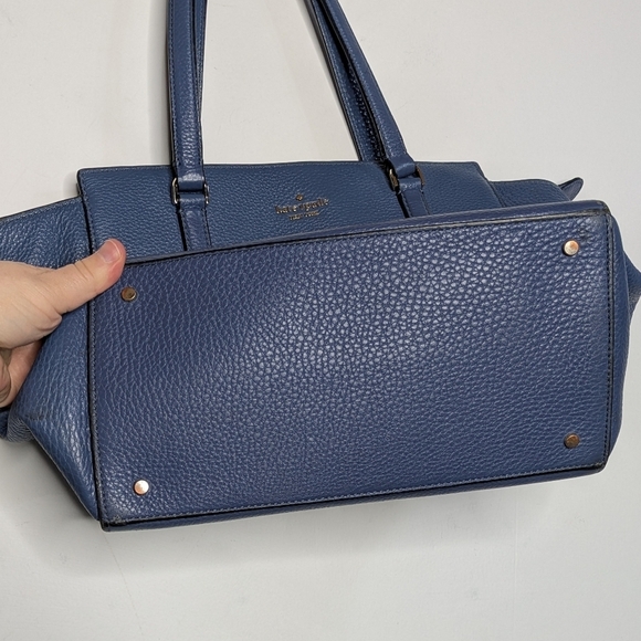 Kate Spade Blue Pebbled Leather Satchel Tote Bag - Picture 7 of 16